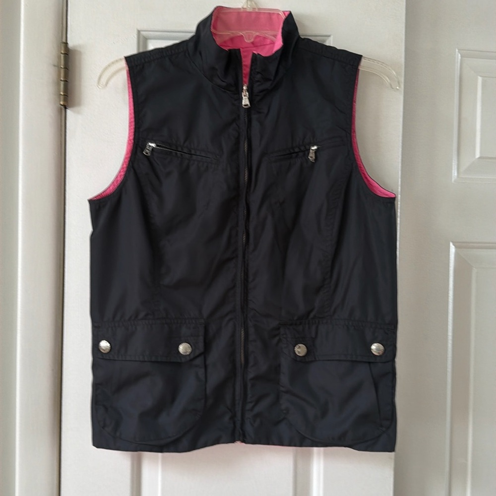 Ralph Lauren reversible utility vest, black and pink. Small/Medium